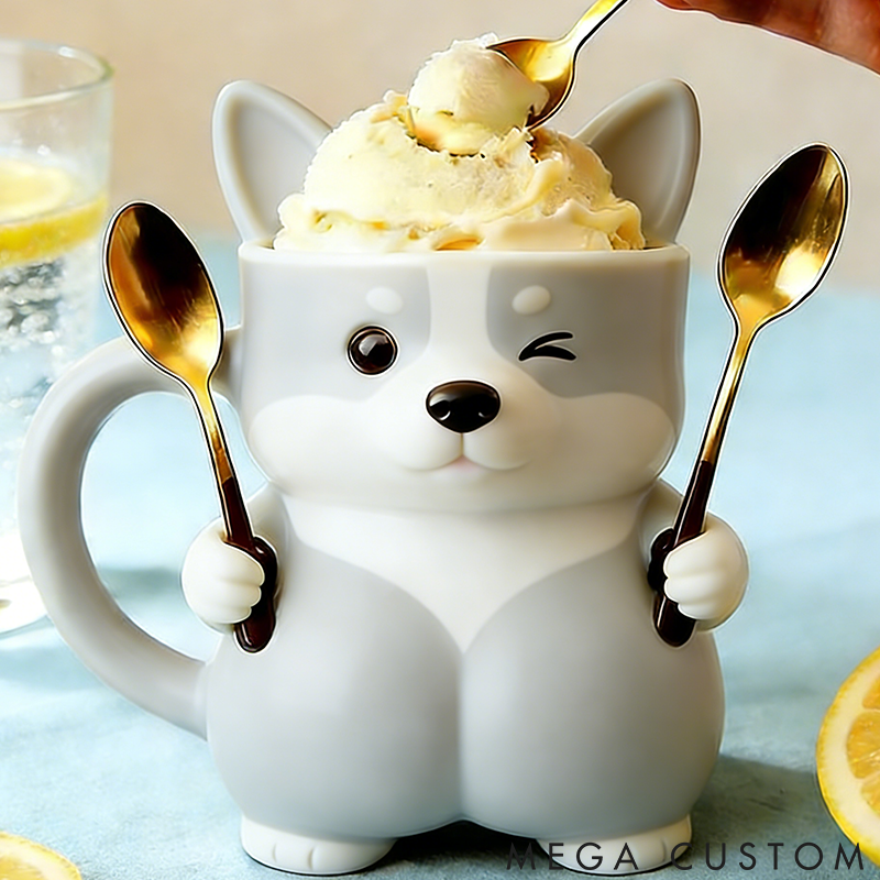 Personalized Dog Lover Corgi Ice Cream Pint Holder 3D Printed with Spoon Slots & Snack Drawer for Pet Pet Lover for Dog Lover