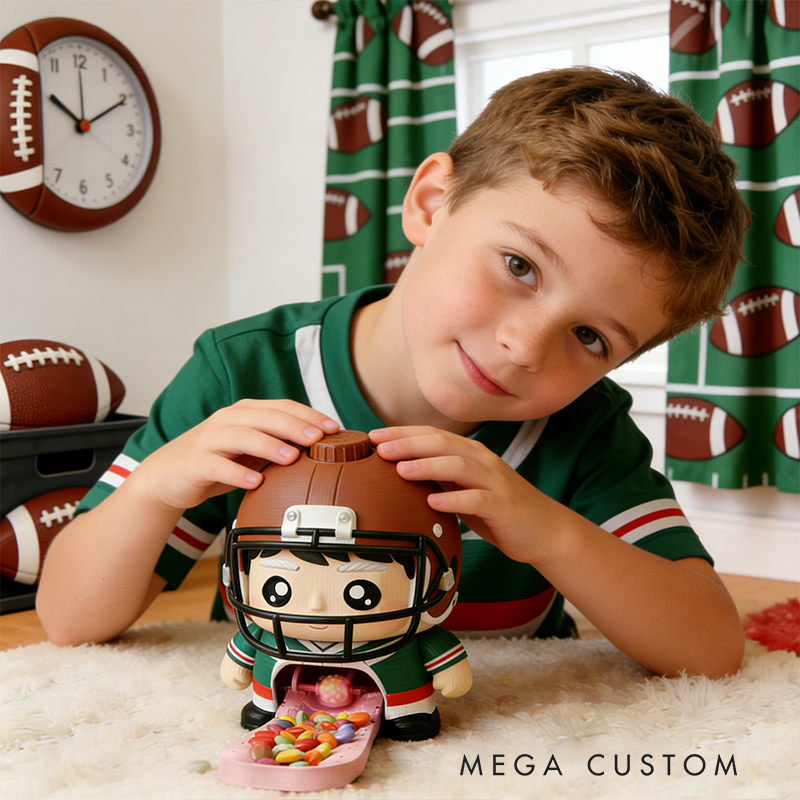 Football Player Candy Dispenser – Interactive Sports-Themed Snack Holder for Kids & Game Days