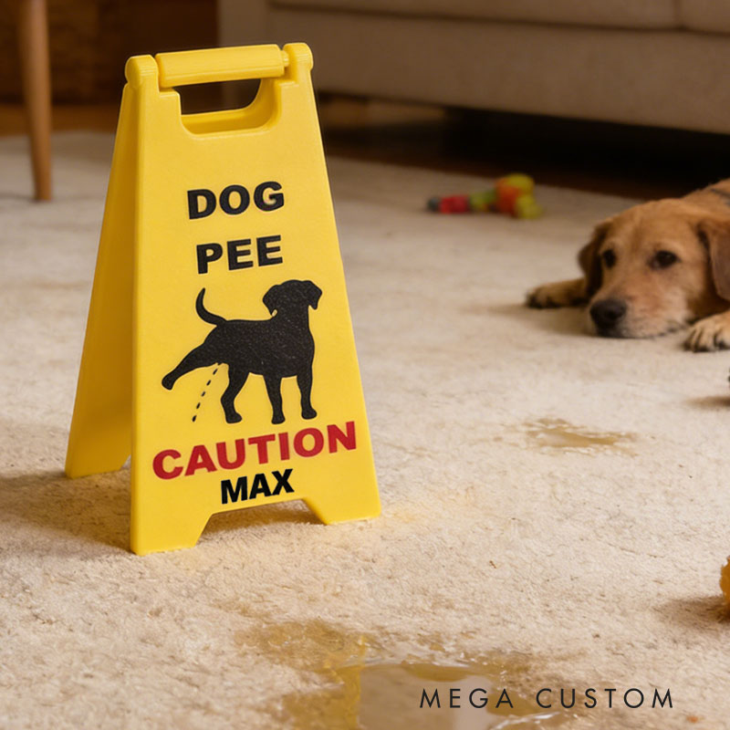 Personalized Mini Dog Pee Wet Floor Sign Gag Gift 3D Printed 5 inch or 7 inch Tall