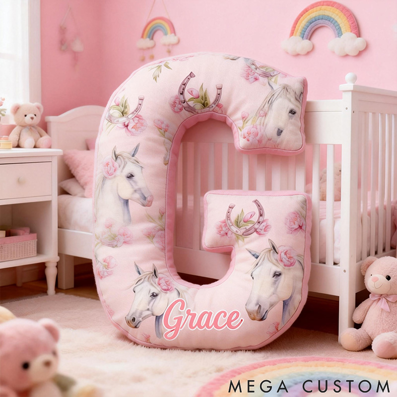 Personalized Pet Lover Funny White Watercolor Horse with Peonies Graphic 3D Print Pillow