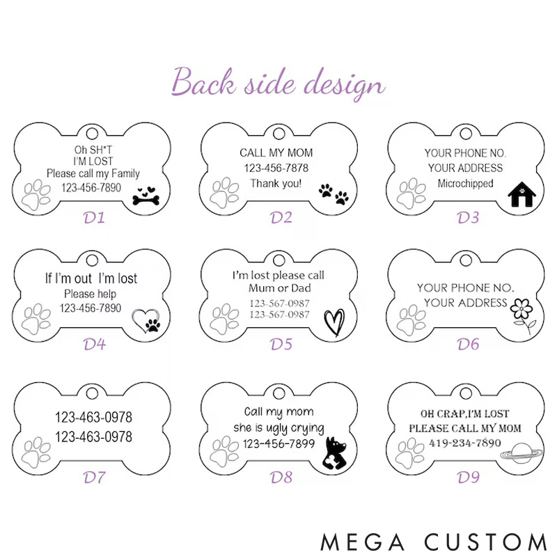 Personalized Cute Dog Tag Personalized for Dog Custom Bone Dog Tags Dog Name Tags Puppy Dog Tag Stainless Steel Pet ID Tag