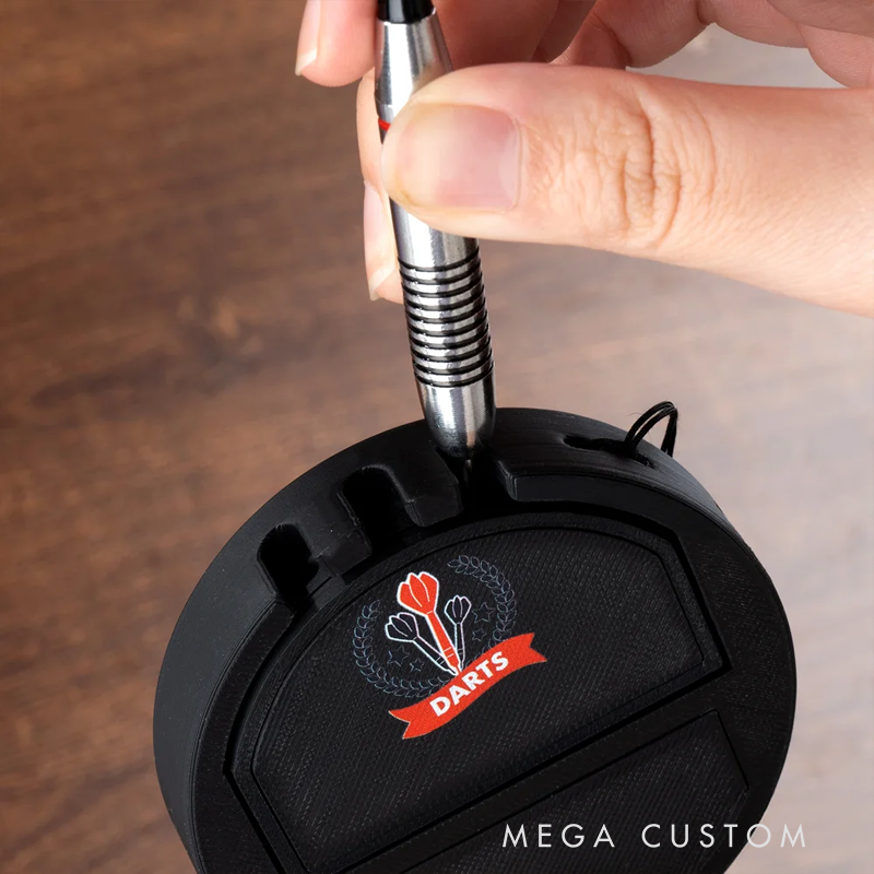 Personalized 3D Printed Logo Portable Pocket Dart Holder with Text and Base for Holding 3 Darts Desk Decor Birthday Gift for Dart Lover