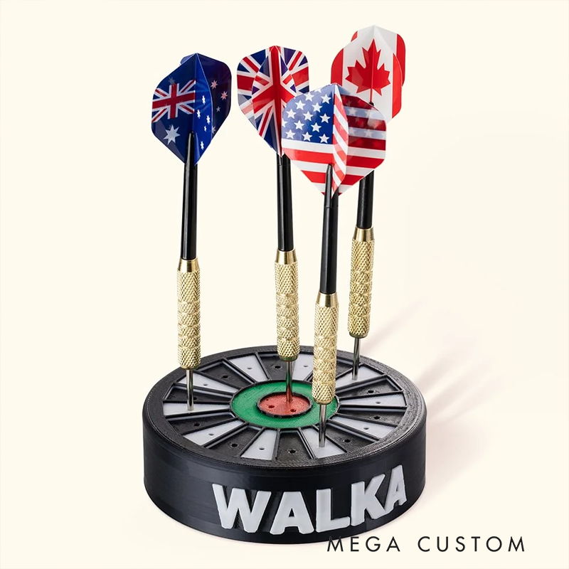 Personalized 3D Printing Mini Dartboard Design Dart Holder with Name Holds 23 Pcs Darts Birthday Gift for Dart Lover