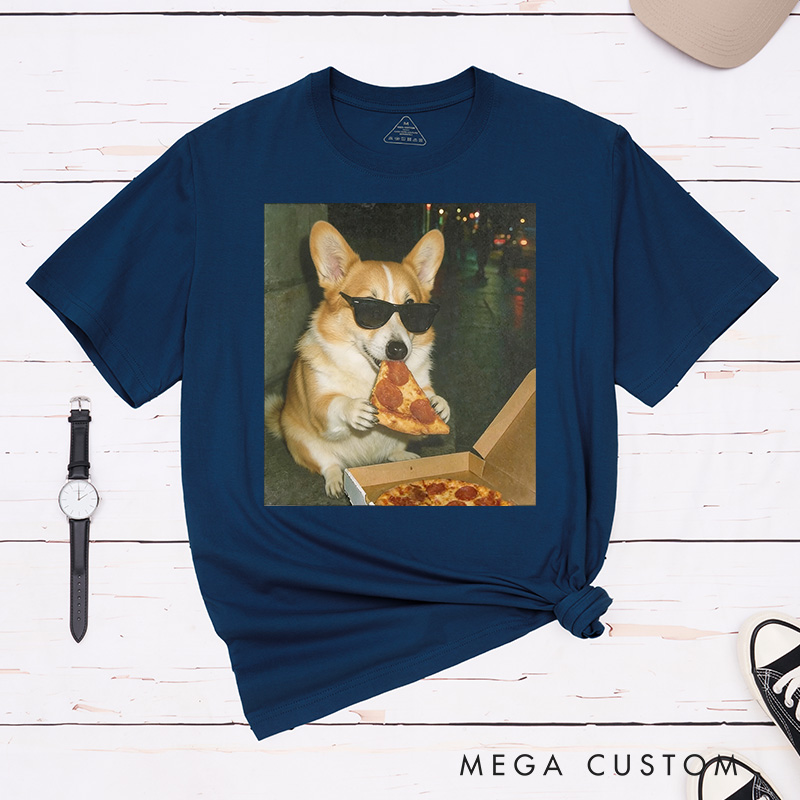 Personalized Pet Lover Funny Pet Eating Pizza Shirt Pet Meme Graphic Tee T-Shirt