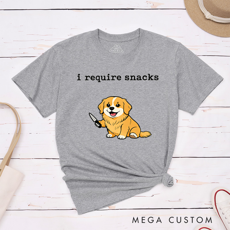 Personalized Pet Lover Funny I Require Snacks Pet Tee  Funny Goblincore Animal Lover Gift Cozy Snack Gremlin Tee T-Shirt