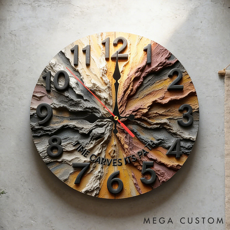 Personalized Man Woman Time Carves Its Path Wall Clock Custom Resembling Geological Layer 3D Effect Clock Anniversary Valentine's Day Gift for Him Her