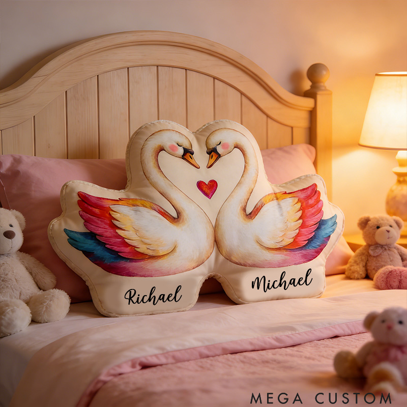 Personalized Couple Goose Pillow with Name Custom Throw Pillow for Her Valentine's Day Gift for Her Him