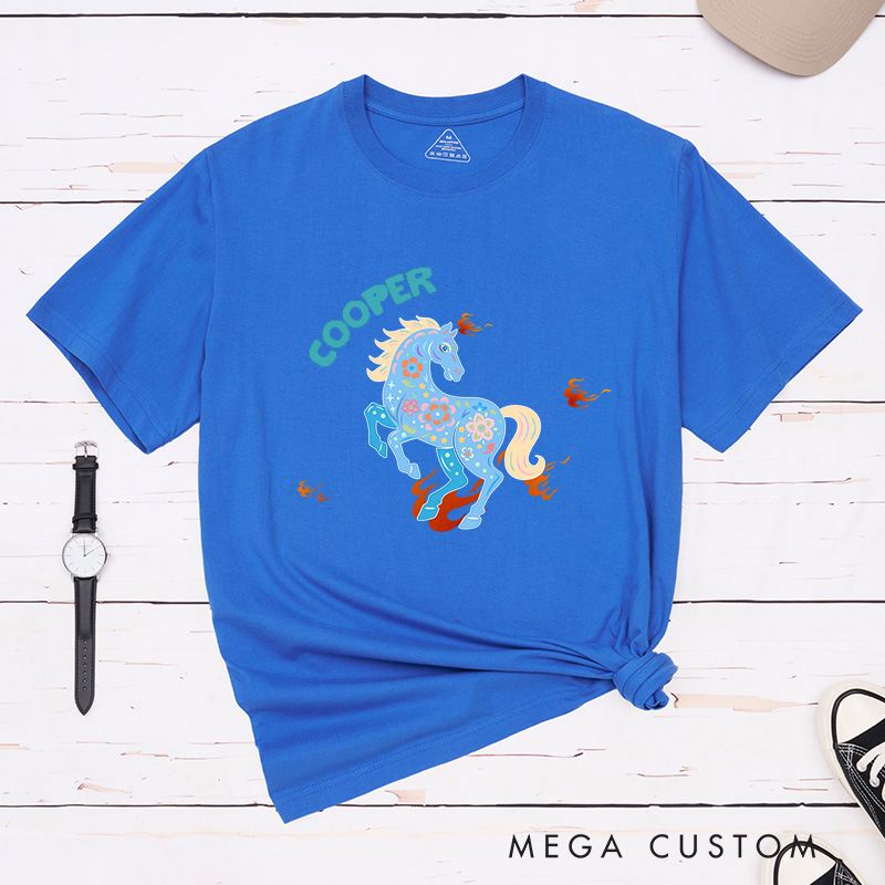 Personalized Pet Lover Multicolor Floral Horse Gift Horse Lover Gift Pet Lover Graphic Unisex T-Shirt