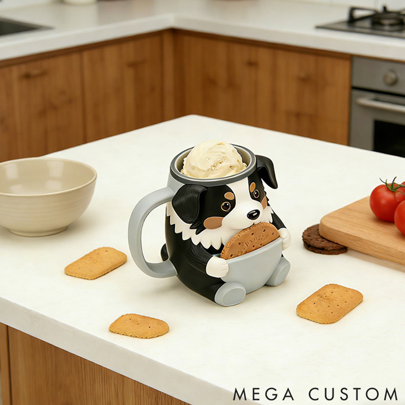 Personalized Dog Lover Border Collie Ice Cream Pint Holder 3D Printed with Spoon Slots & Snack Drawer for Dog Lover