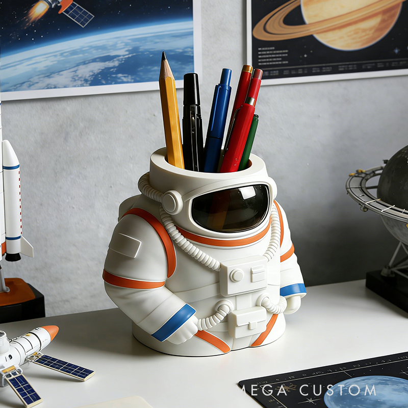 Astronaut 3D Printed Pen Holder - Space-Themed Desk Organizer for Stationery, Cute Decorative Storage Container