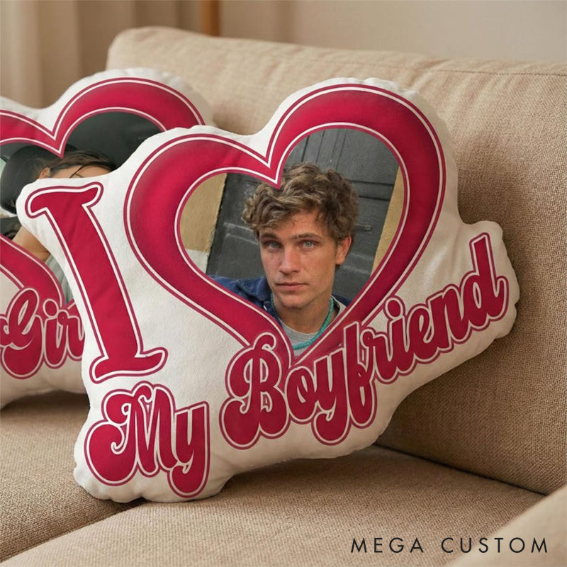 Personalized  I Love My Boyfriend Girlfriend Photo Pillow Custom Couple Valentine's Gift for Him Her Photo Pillow for Couple