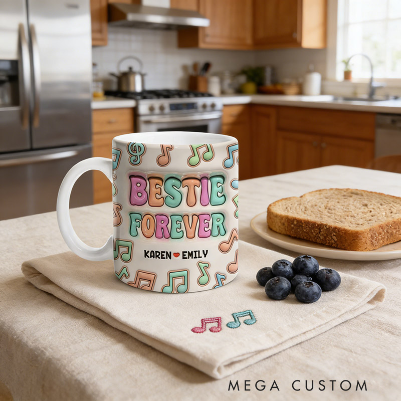 Personalized Mugs for Besties and Sisters Customizable Icons and Names Perfect Gift for Closest Friends Besties Sisters Music Lovers for Birthday Holiday