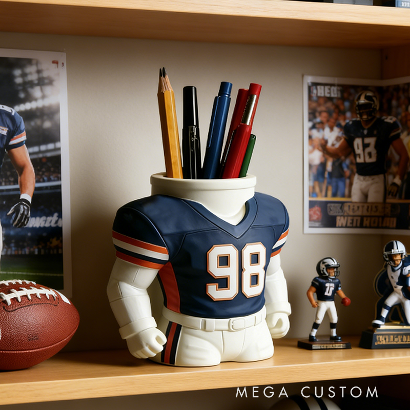 Football Jersey 3D Printed Pen Holder - Sports-Themed Desk Organizer for Stationery & Fan Decor