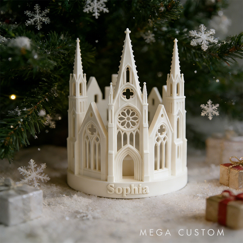 Personalized 3D Printable Church Candle Holder with Custom Name Religious Home Decoration Spiritual Gift Prayer Space Gift for Christians