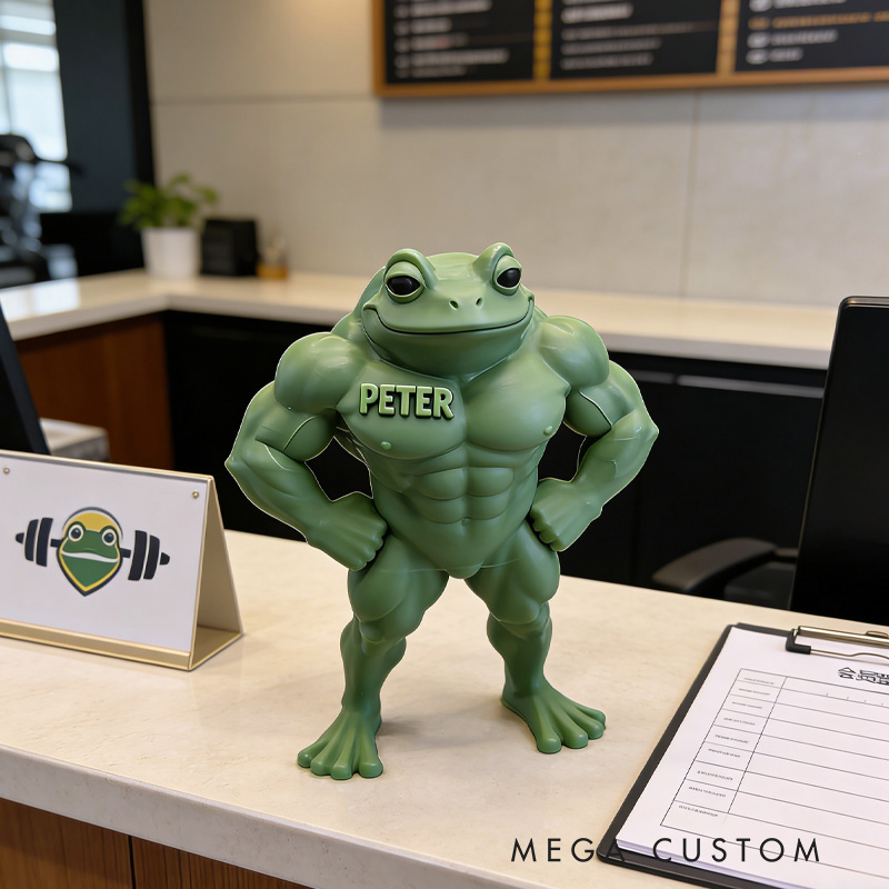 Personalized 3D Printed Hench Frog Muscular Gym Gift Desk Mascot Weightlifter Strength Trainer Desk Decor Gift for Friends Gym Rat Gym Lovers