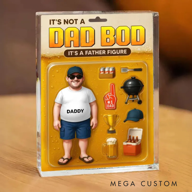 Personalized It's Not a Dad Bod It's a Farther Figure Acrylic Photo Block Plaque with Name Gift for Chef Baking Lovers Baker