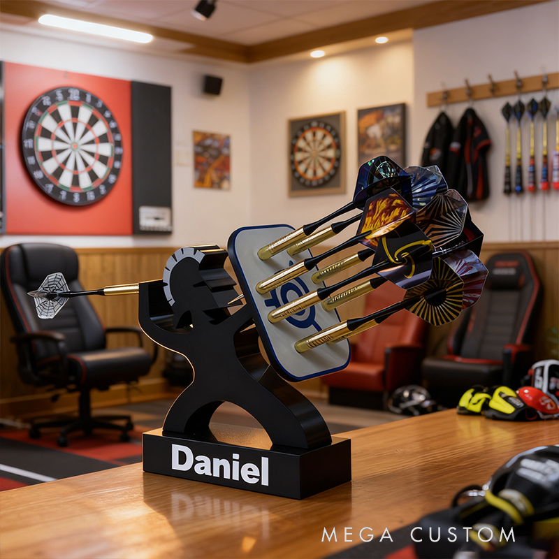 Personalized Custom Name 3D Printed Dart Holder - Personalized Warrior-Shaped Storage Stand for Darts