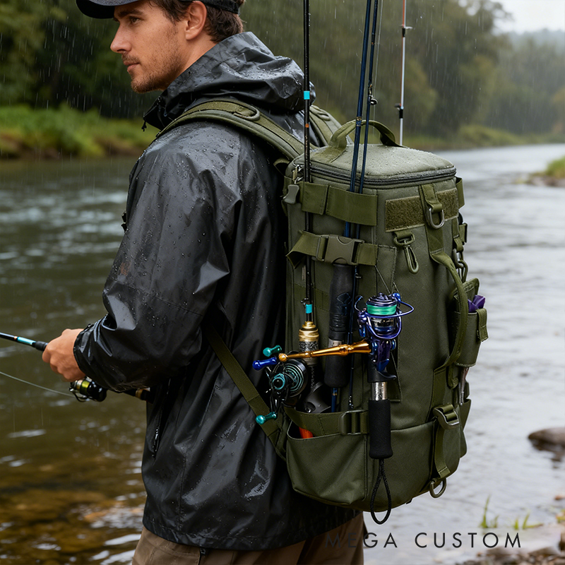 Personalized Tactical Fishing Backpack - Multi-Functional Tackle Storage Bag with Rod Holders & Organizer Pockets
