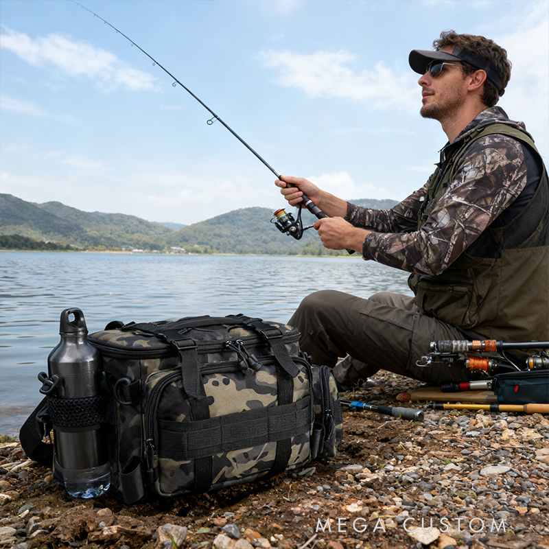Personalized Camouflage Fishing Tackle Bag - Multi-Functional Gear Organizer with Lure & Tool Storage