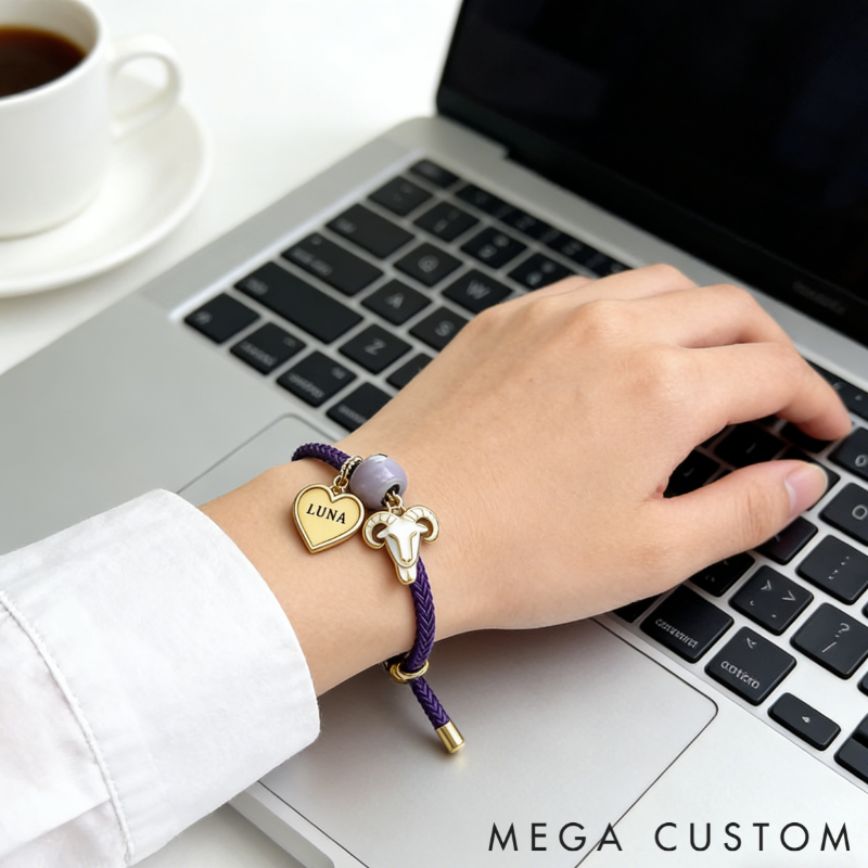 Personalized Zodiac Initials Couple Bracelet Engraved Constellation Charm Gift for Lovers Romantic Connection