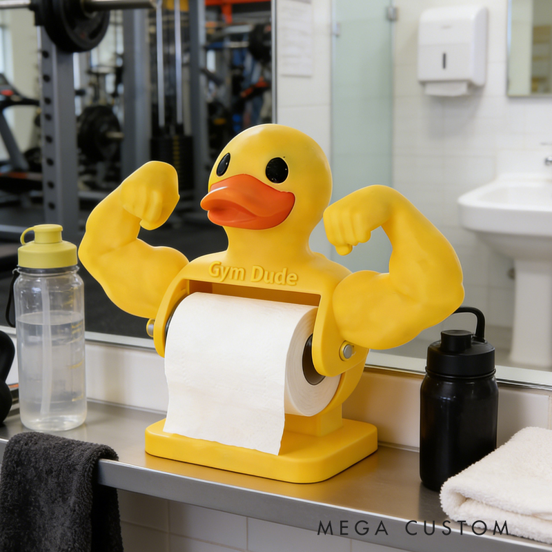 Personalized 3D Printed Funny Muscle Duck Toilet Paper Holder Weightlifter Design Funny Bathroom Decor Funny Bathroom Decor Gym Themed Fitness Inspired