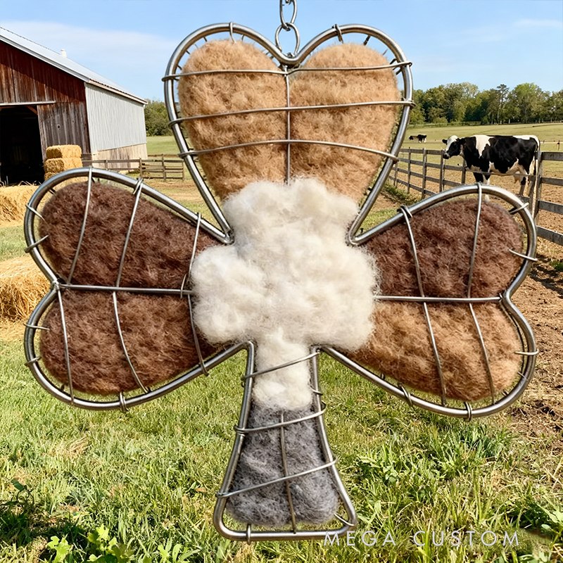 Wire-Frame Bunny Wool Hanging Decor - Rustic Farmhouse Style Rabbit Ornament