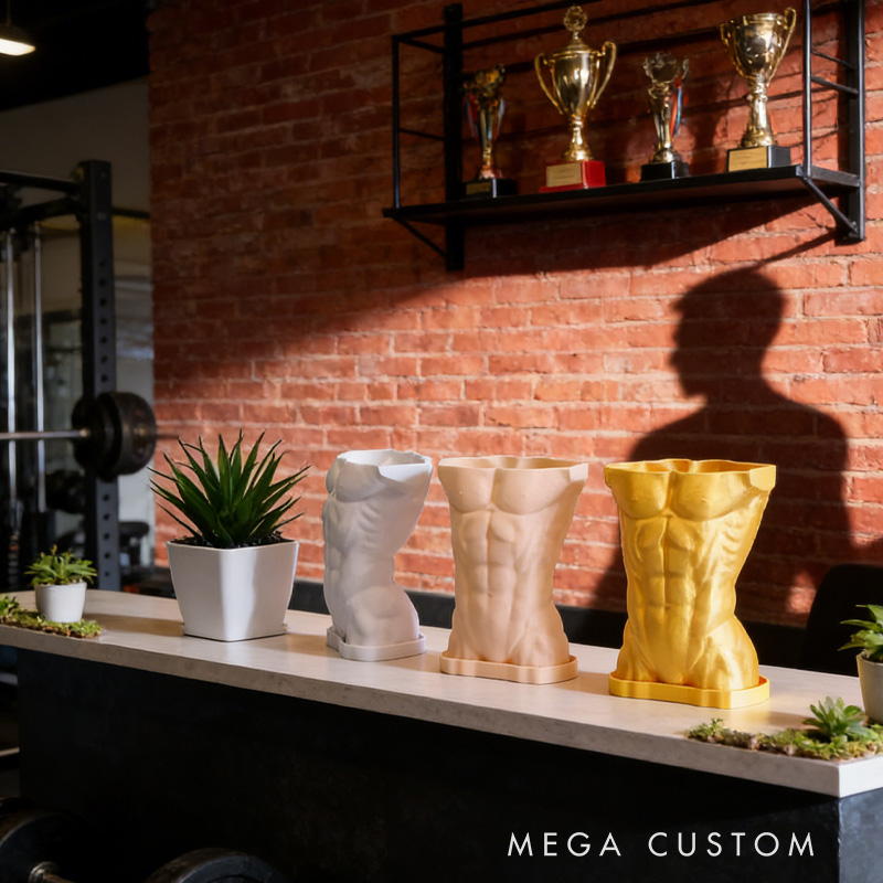 Personalized Fitness Male Female Couple Torso Planter 5 Modern Body Pot Air Plant Holder Home Decor Athlete Gift for Coach Trainer Gym Lover