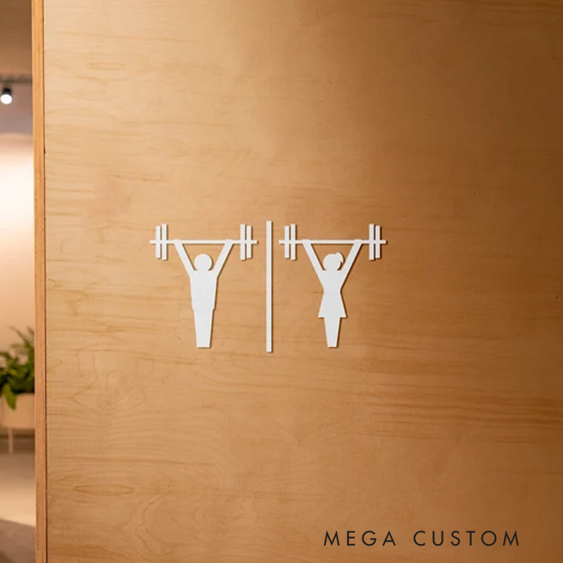 Personalized Metal Gym Sign Male and Female Gym Bathroom Sign Weightlifting Gift for Gym Lovers