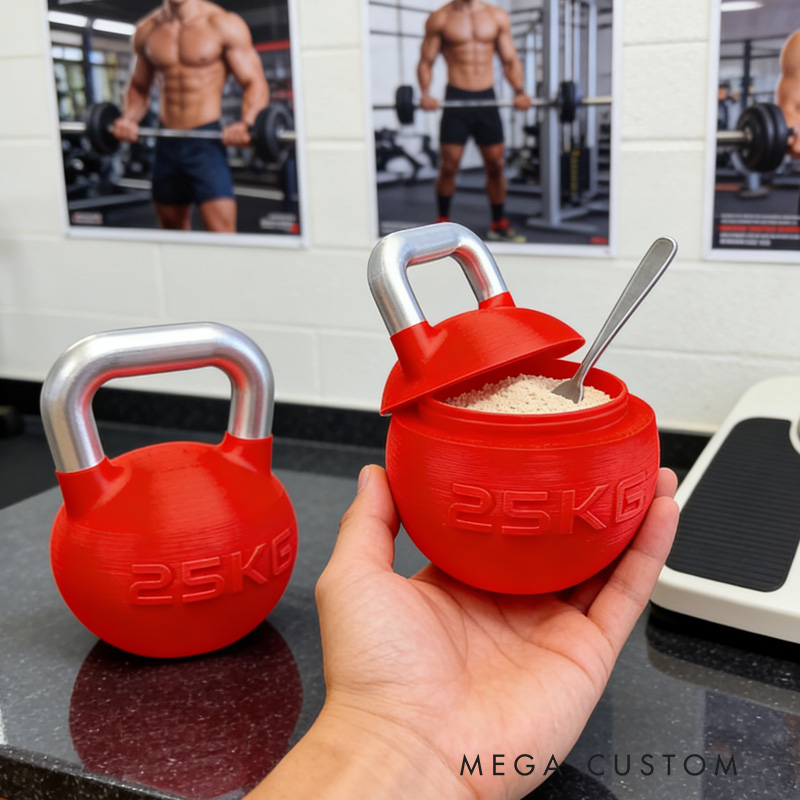 Personalized 3D Printed Kettlebell Protein Supplement Holder Gym Accessories Custom Colors Available Athlete Gift for Coach Trainer Gym Lover
