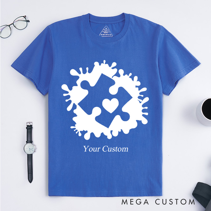 Personalized Autism Awareness Puzzle Heart Celebrating Neurodiversity Support T-Shirt  