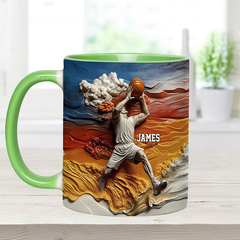 Personalized Basketball Accent Mug with Custom Name and Perfect Gift for Basketball Fans