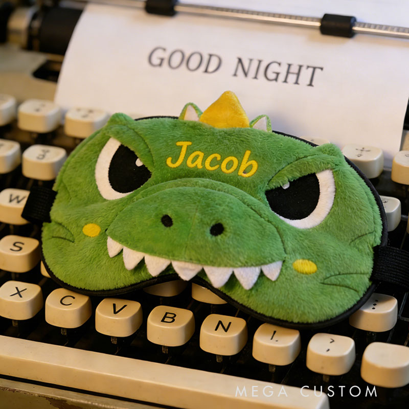 Personalized Whimsical Dinosaur Sleep Eye Mask Custom Eye Cover Comfortable Gift for Children