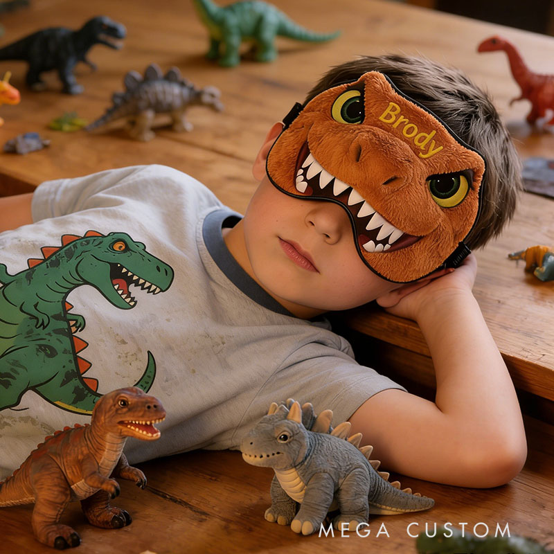 Tyrannosaurus rex  Personalized Tyrannosaurus Rex Whimsical Dinosaur Sleep Eye Mask Custom Eye Cover Comfortable Gift for Children
