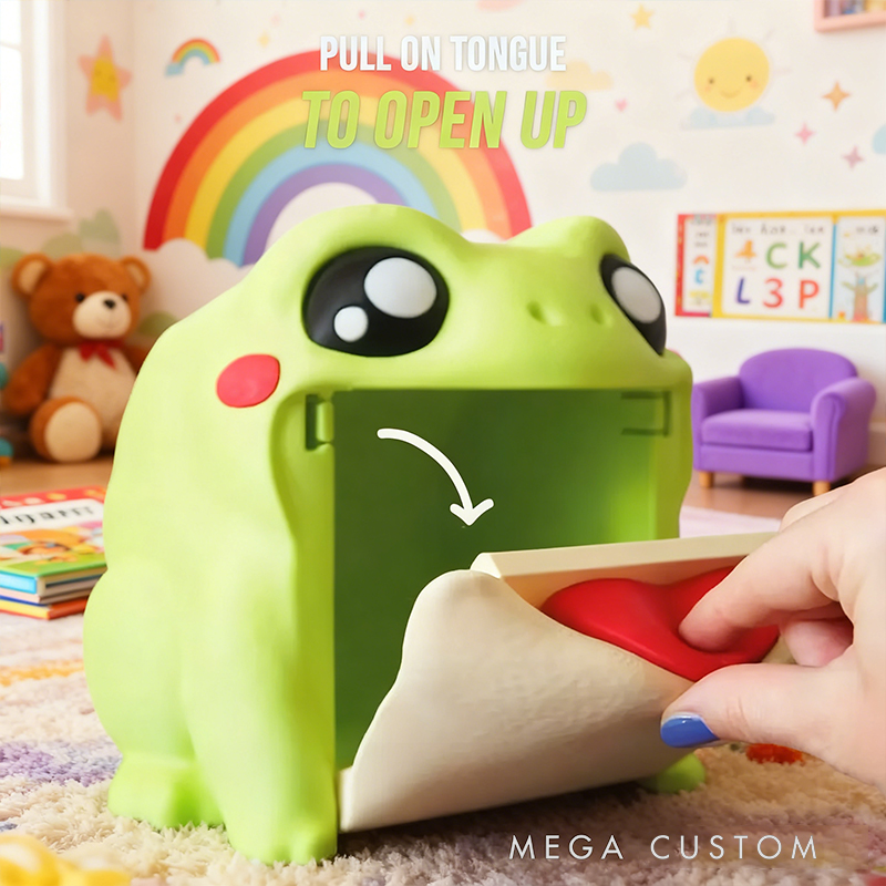 Personalized 3D Printed Frog Tissue Box Cover - Custom Name Animal-Themed Home Decor