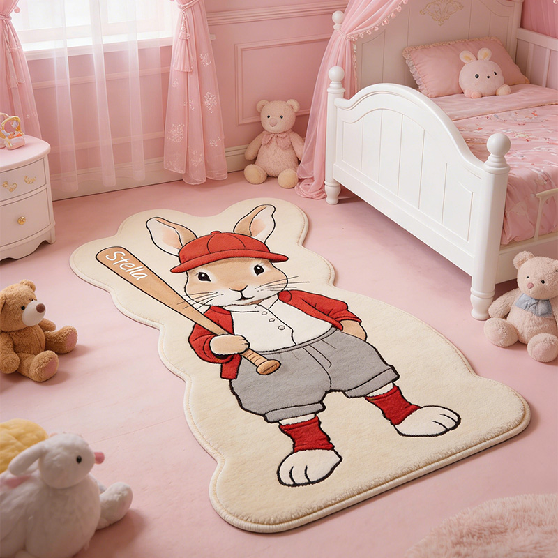 Personalized Bunny Baseball-Theme Custom Name Cute Baseball Rabbit for Kids