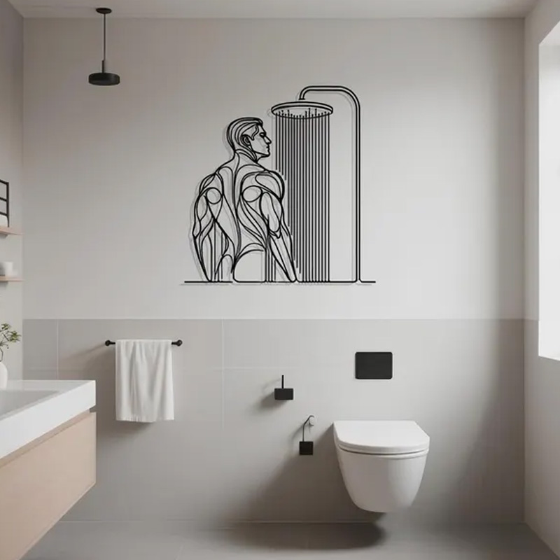 Personalized Metal Gym Sign Male and Female Modern Shower Wall Art Metal Line Art Sculpture Minimalist Man Bathroom Decor Unique Masculine Gift for Gym Lovers