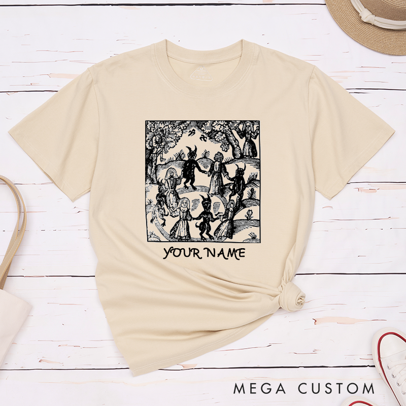 Personalized Classic T-Shirts Witchcraft Pagan Vintage Art Custom Occult Gift Unisex Tee Gothic Witchy Apparel Unique Present for Halloween