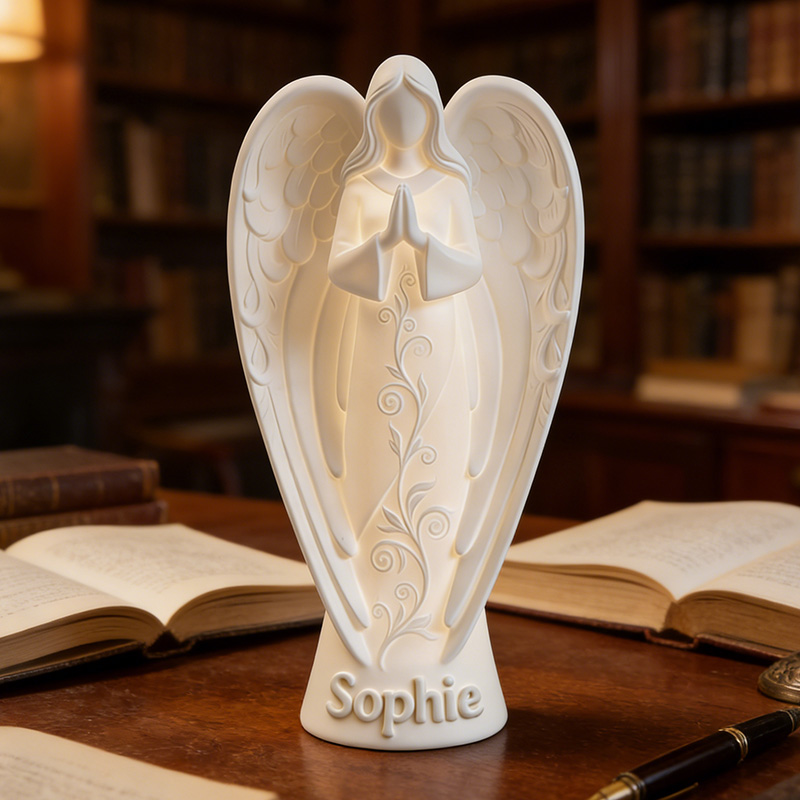Personalized 3D Printed Light Up Angel Candle Holder with Custom Name Spiritual Gift Prayer Space Gift Religious Home Decor for her