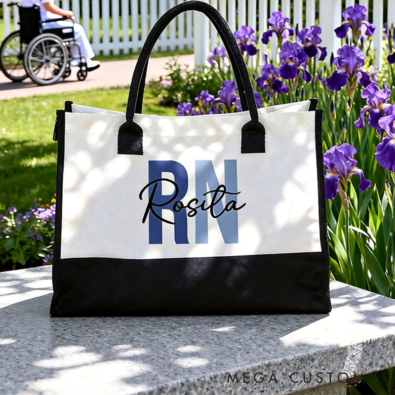 Personalized RN Nurse Tote Bag Custom Name Bag Thoughtful Gift for RN Nurses