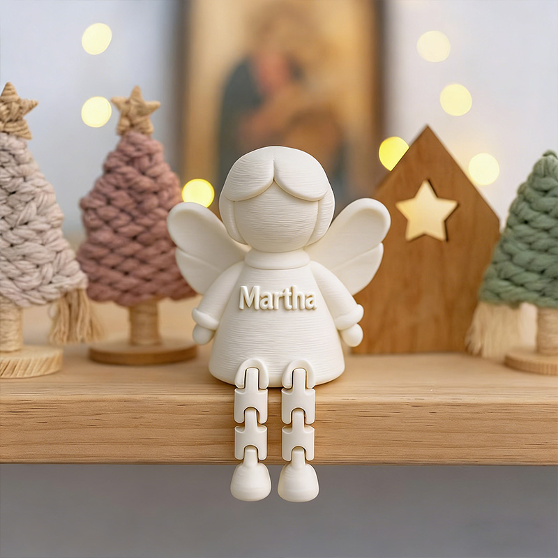 Personalized Guardian Angel 3D Printable Flexi Angel Figure with Custom Name Articulated Shelf Ornament Christian Home Decor for Girls