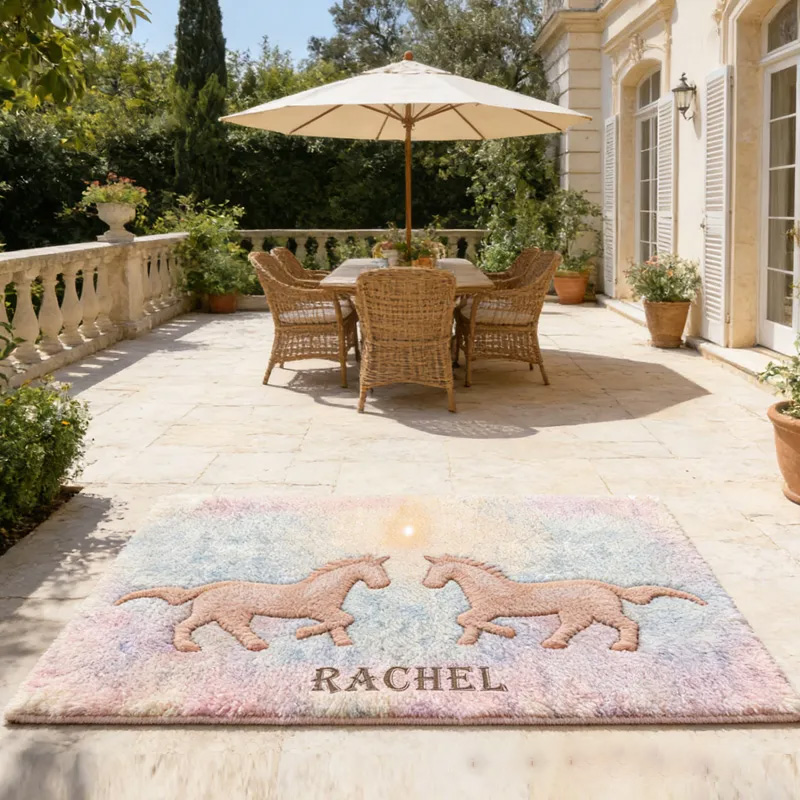 Personalized Rugs Riding Dreaming Horses Birthday Gift for Family Friends for Family for Riding Lovers Equestrian Lovers