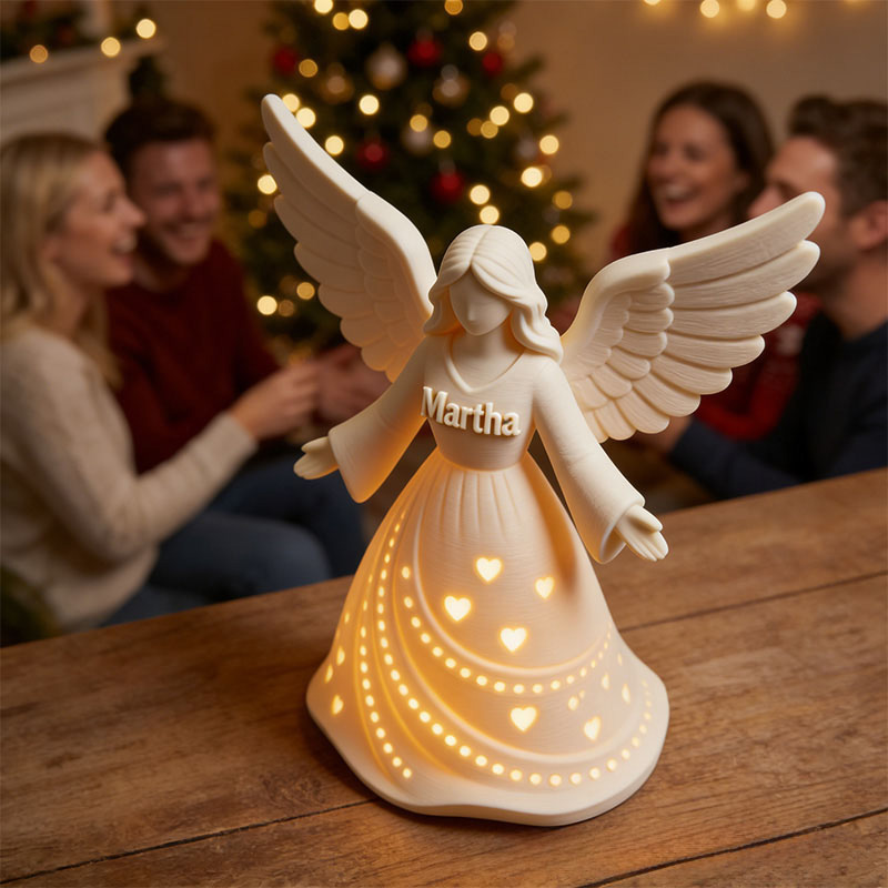 Personalized 3D Printable Guardian Angel Girl Tealight Candle Holder with Custom Name Christian Home Decor & Spiritual Gift Prayer Space Gift