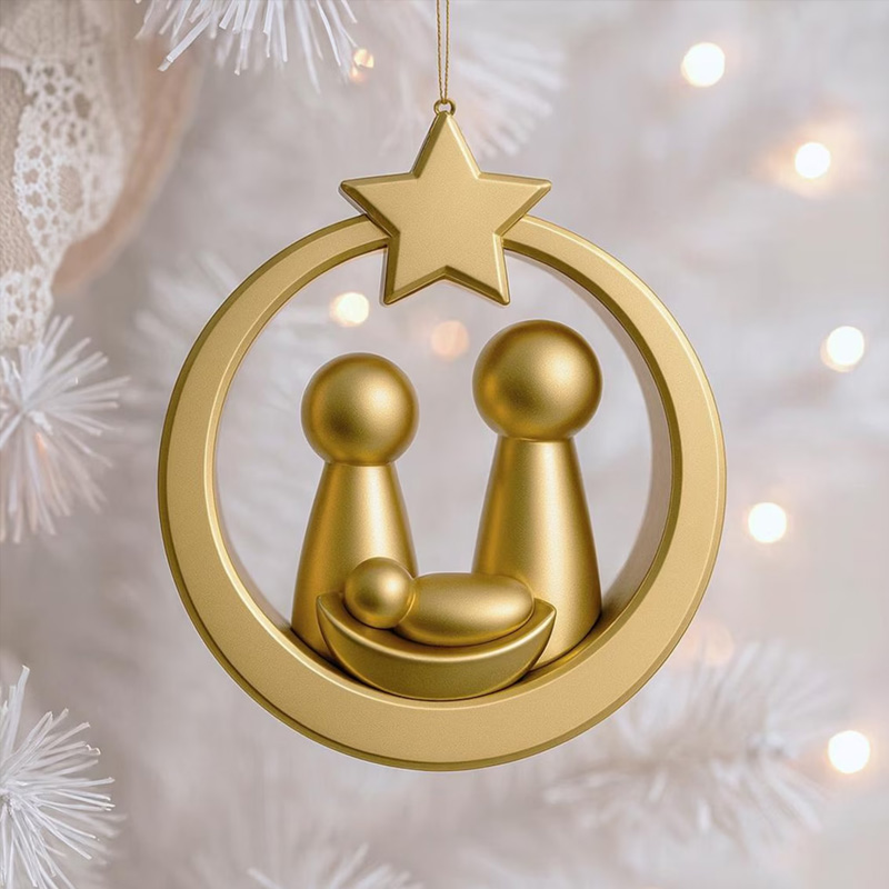 Personalized Nativity Scene 3D Printed Christmas Ornament Religious Home Decor Holy Family Keepsake Christian Gift