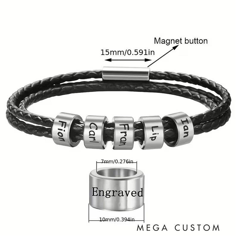 Personalized Dad Bracelet Custom With Kids Family Name Men’s Gifts Father’s Day Gifts Valentine’s Day Gifts Groomsmen Bracelets
