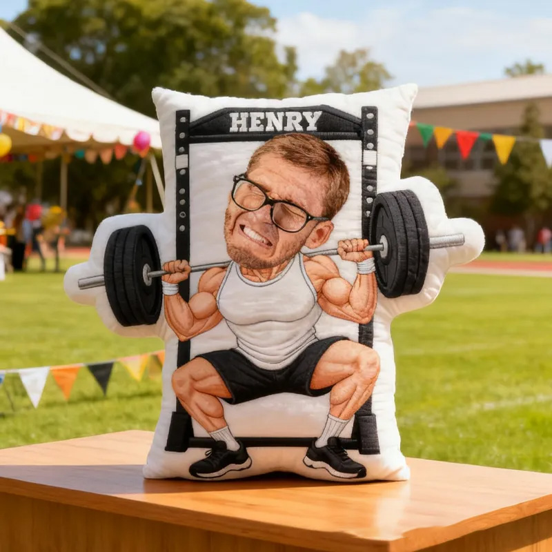 Personalized Gym Photo Pillow Graphic 3D Print Gift Ideas Exercise Themed Weight Lifting Workout Pillow Comfortable Christmas Decor for Gym Lovers