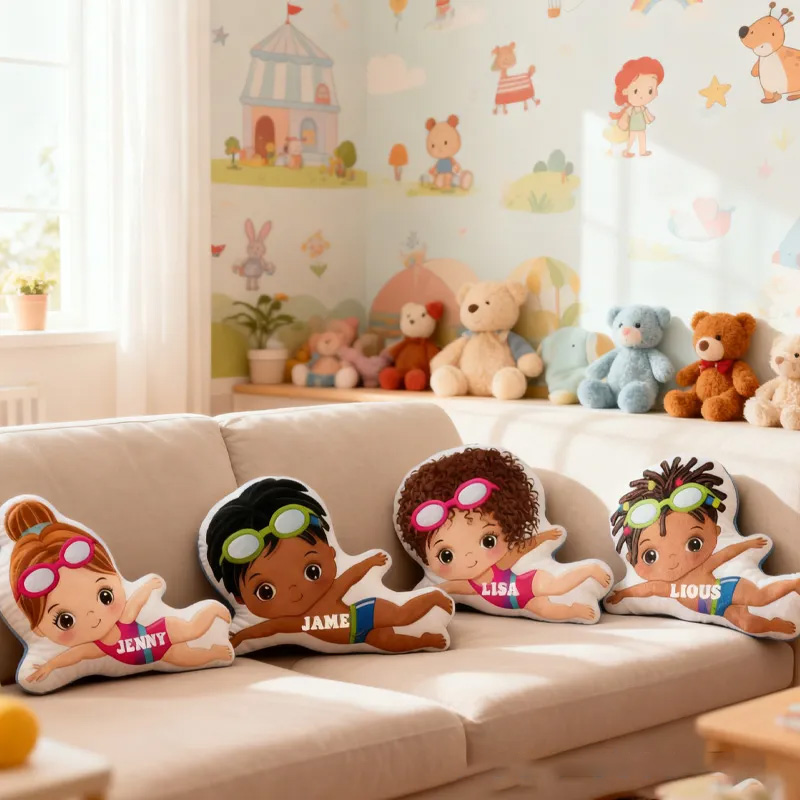 Personalized Swimming Pillow Throw Pillow Graphic 3D Print Swimming Fitness Decoration Pillow Exercise Sport Pillow Female Swimmer Holiday Gift Custom Swim Pool Keepsake for Kids or Teens Swimming Lovers