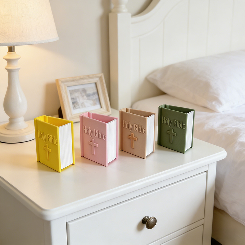 Personalized Cross Holy Bible White Pages Book Shaped Bookmark Holders with Custom Name Religious Gift for Christians