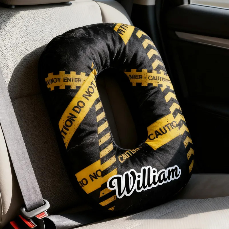 Personalized Cycling Caution Letter Pillow Graphic 3D Print Funny Letter Pillow Name Pillow Comfortable Travel Cushion for Bikers Riders Riding Lovers