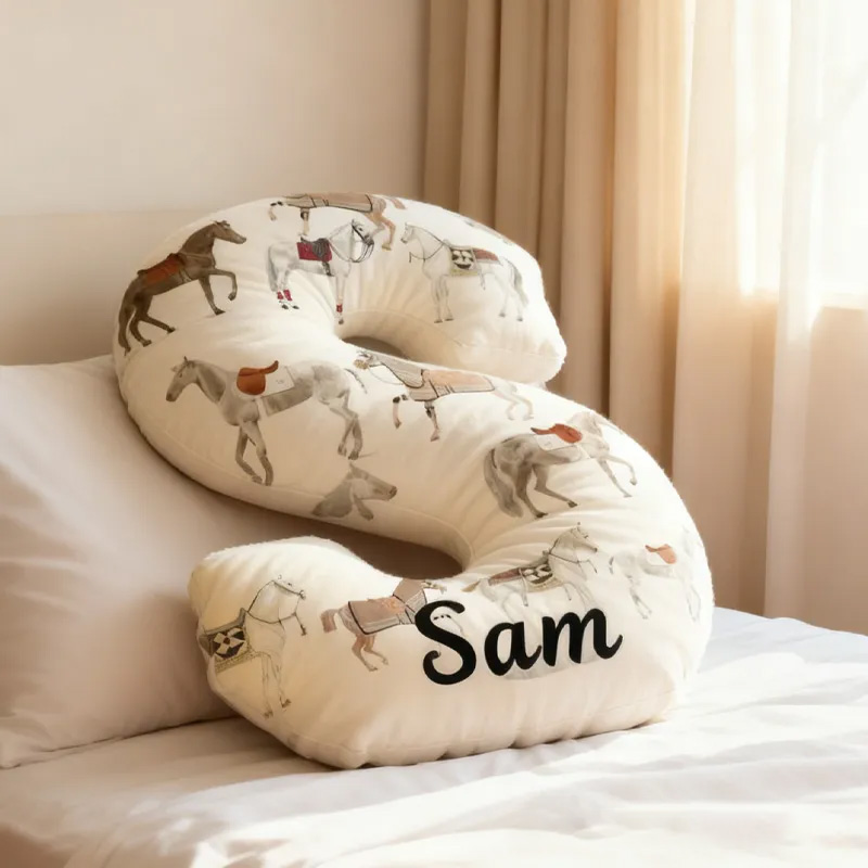 Personalized Riding Horse Letter Pillow Floral Horse Custom Name Festive Flower Decor with French Countryside Gifts for Family Graphic 3D Print Riding Lovers