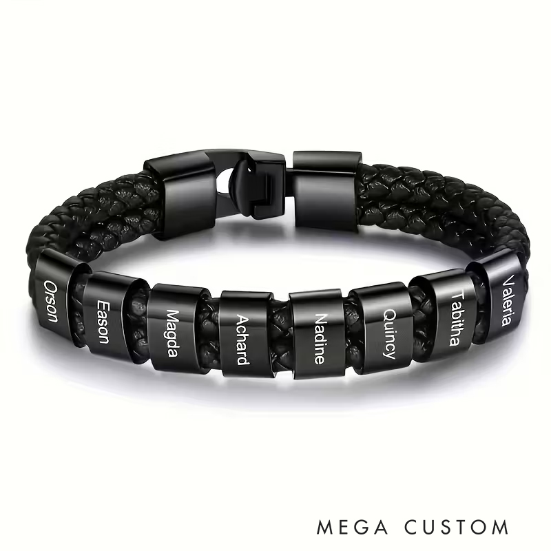 Personalized Stainless Steel Woven Bracelet Custom 1-7 Name Engraving Ideal Men's Gifts for Father's Day and Valentine's Day